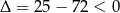 &Delta; = 25 &minus; 72 < 0 