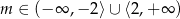 m ∈ (− ∞ ,−2 ⟩∪ ⟨2,+ ∞ ) 