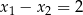 x1 − x2 = 2 