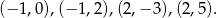 (&minus; 1,0),(&minus; 1,2),(2,&minus; 3),(2,5). 
