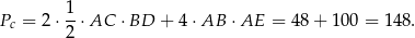  1- Pc = 2 &sdot;2 &sdot;AC &sdot;BD + 4 &sdot;AB &sdot;AE = 4 8+ 100 = 148 . 