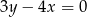 3y &minus; 4x = 0 