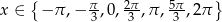  { } x &isin; &minus; &pi; ,&minus; &pi;3,0, 23&pi;,&pi; , 53&pi;,2&pi; 