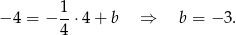 1 − 4 = − --⋅4+ b ⇒ b = − 3. 4