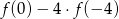 f (0)&minus; 4&sdot;f (&minus; 4) 