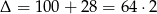&Delta; = 10 0+ 2 8 = 64 &sdot;2 