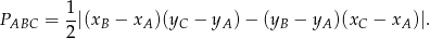 1- PABC = 2|(xB − xA )(yC − yA )− (yB − yA)(xC − xA)|.