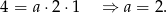 4 = a &sdot;2 &sdot;1 &rArr; a = 2. 