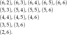 (6,2),(6,3),(6,4 ),(6 ,5),(6,6) (5,3),(5,4),(5,5 ),(5 ,6) (4,4),(4,5),(4,6 ) (3,5),(3,6) (2,6).
