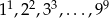  1 2 3 9 1 ,2 ,3 ,...,9 