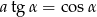 atg&alpha; = cos&alpha; 