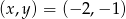 (x,y) = (&minus; 2,&minus; 1) 