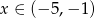 x &isin; (&minus; 5,&minus; 1) 