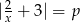  2 |x + 3| = p 