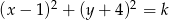  2 2 (x − 1) + (y + 4) = k 