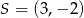 S = (3,− 2) 