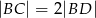 |BC | = 2|BD | 