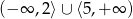(&minus; &infin; ,2⟩ &cup; ⟨5,+ &infin; ) 
