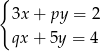 { 3x+ py = 2 qx+ 5y = 4 