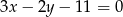 3x &minus; 2y &minus; 1 1 = 0 
