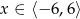 x &isin; ⟨&minus; 6,6⟩ 