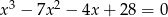 3 2 x − 7x − 4x + 28 = 0 