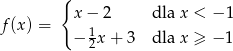  { x − 2 dla x < − 1 f (x) = 1 − 2x + 3 dla x ≥ − 1 