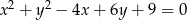 x2 + y2 − 4x+ 6y + 9 = 0 