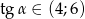 tg α ∈ (4;6) 
