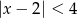 |x&minus; 2| < 4 