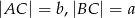 |AC | = b,|BC | = a 