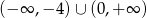(&minus; &infin; ,&minus; 4) &cup; (0,+ &infin; ) 