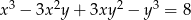 x3 &minus; 3x 2y+ 3xy2 &minus; y3 = 8 