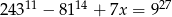 24 311 − 8 114 + 7x = 927 