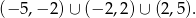 (− 5,− 2) ∪ (− 2,2)∪ (2,5).