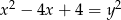 x 2 &minus; 4x + 4 = y2 