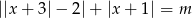 ||x + 3| &minus; 2|+ |x + 1 | = m 