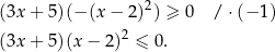  2 (3x + 5)(− (x− 2) ) ≥ 0 / ⋅(− 1) (3x + 5)(x − 2)2 ≤ 0. 
