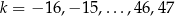 k = − 16 ,−1 5,...,46,47 
