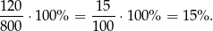 1-20⋅ 100% = -15- ⋅100% = 15% . 8 00 1 00 