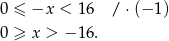 0 ≤ −x < 16 /⋅ (−1 ) 0 ≥ x > − 16. 