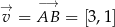 → −→ v = AB = [3,1] 