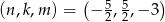  ( ) (n ,k ,m) = − 52, 52,− 3 