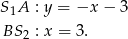 S 1A : y = −x − 3 BS2 : x = 3. 