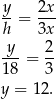 y-= 2x- h 3x y 2 ---= -- 18 3 y = 1 2. 