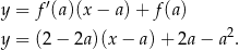 y = f ′(a)(x − a) + f(a ) 2 y = (2 − 2a)(x − a )+ 2a − a . 