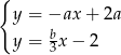 { y = −ax + 2a y = b3x − 2 