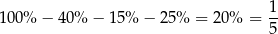  1 100% − 40% − 15% − 25% = 20 % = -- 5 