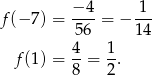  − 4 1 f(− 7) = ----= − --- 56 14 f (1) = 4-= 1. 8 2 