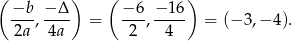 ( ) ( ) −b--, −-Δ = −-6-, −-16 = (− 3,− 4). 2a 4a 2 4 